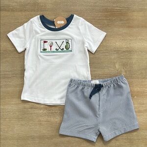 Mudpie Toddler Boy Golf 2 Piece Matching Set Tee Shorts 4T-5T